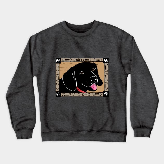 Black Lab with Bones Crewneck Sweatshirt by HelenDBVickers